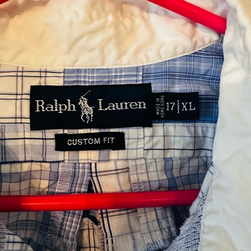 Ralph Lauren Men's Patchwork Shirt - Blue and White - Picture 3 of 5